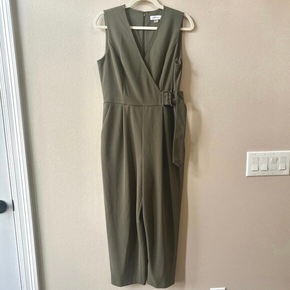 Calvin Klein Pants - Calvin Klein Olive Green V-neck Jumpsuit Size 8